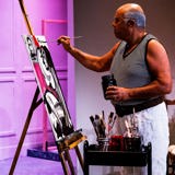 Herbert Siguenza painting as Pablo Picasso