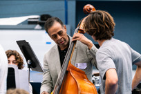 Stanley Clarke plays a cello